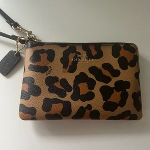 Coach Ocelot Animal Print Wristlet Corner Zip Wallet